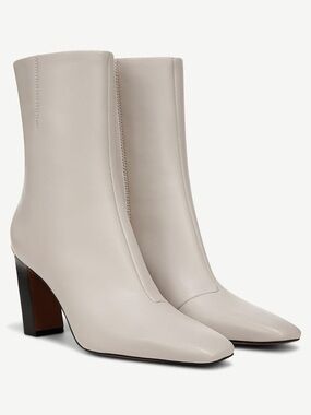 Franco sarto white leather heeled ankle boots